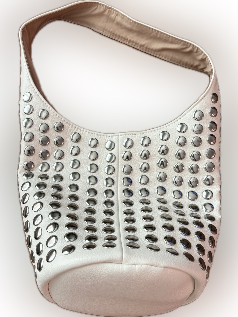Madden NYC White Silver Studded Shoulder Bag